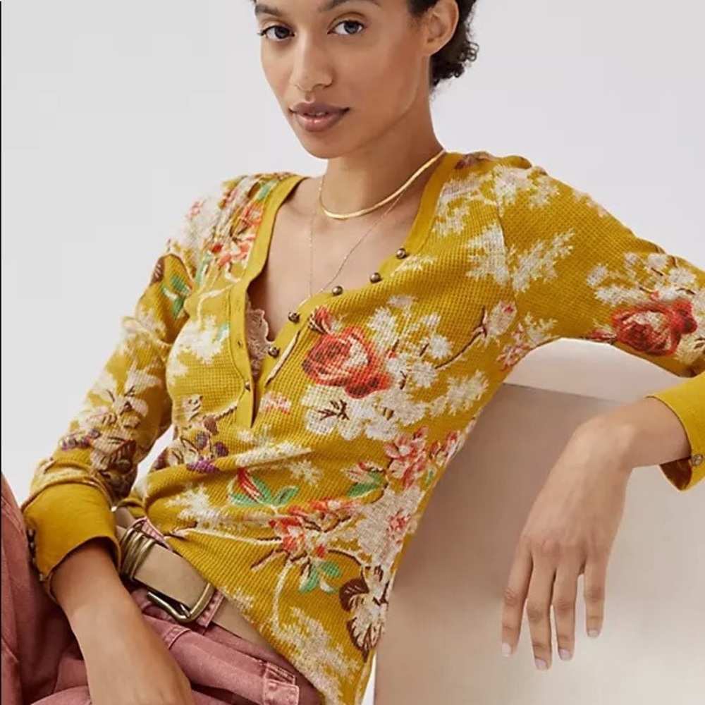 🌙ANTHROPOLOGIE Pilcro Waffle Henley Top🌙